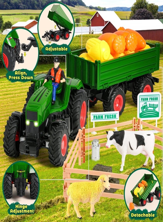 FRUSE Remote Control Tractor Toy,RC Tractor Set & Truck and Trailer,Truck Toys with 2 Rechargeable Batteries,Light,Farm Toys Include Cows,Sheep and Hay Bales,Toys for 3 4 5 6 7 8 Years Old Boys Girl - Image 2